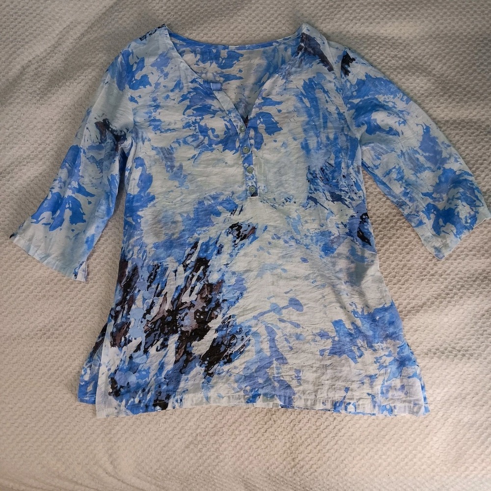 Habitat Clothes To Live In Blue Tie Dye Tunic Xs Lagenlook Art To Wear  Beachy‎